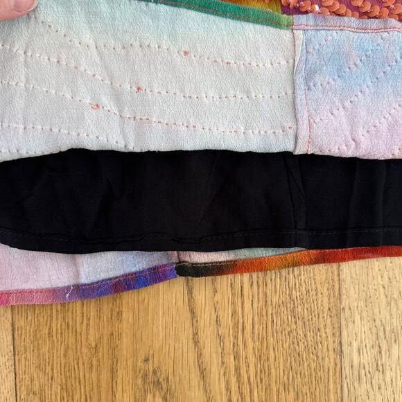 The Wolf Gang Sequin Mini Dress Rio Size L Orange Green Multicolor Sunset - Picture 3 of 5